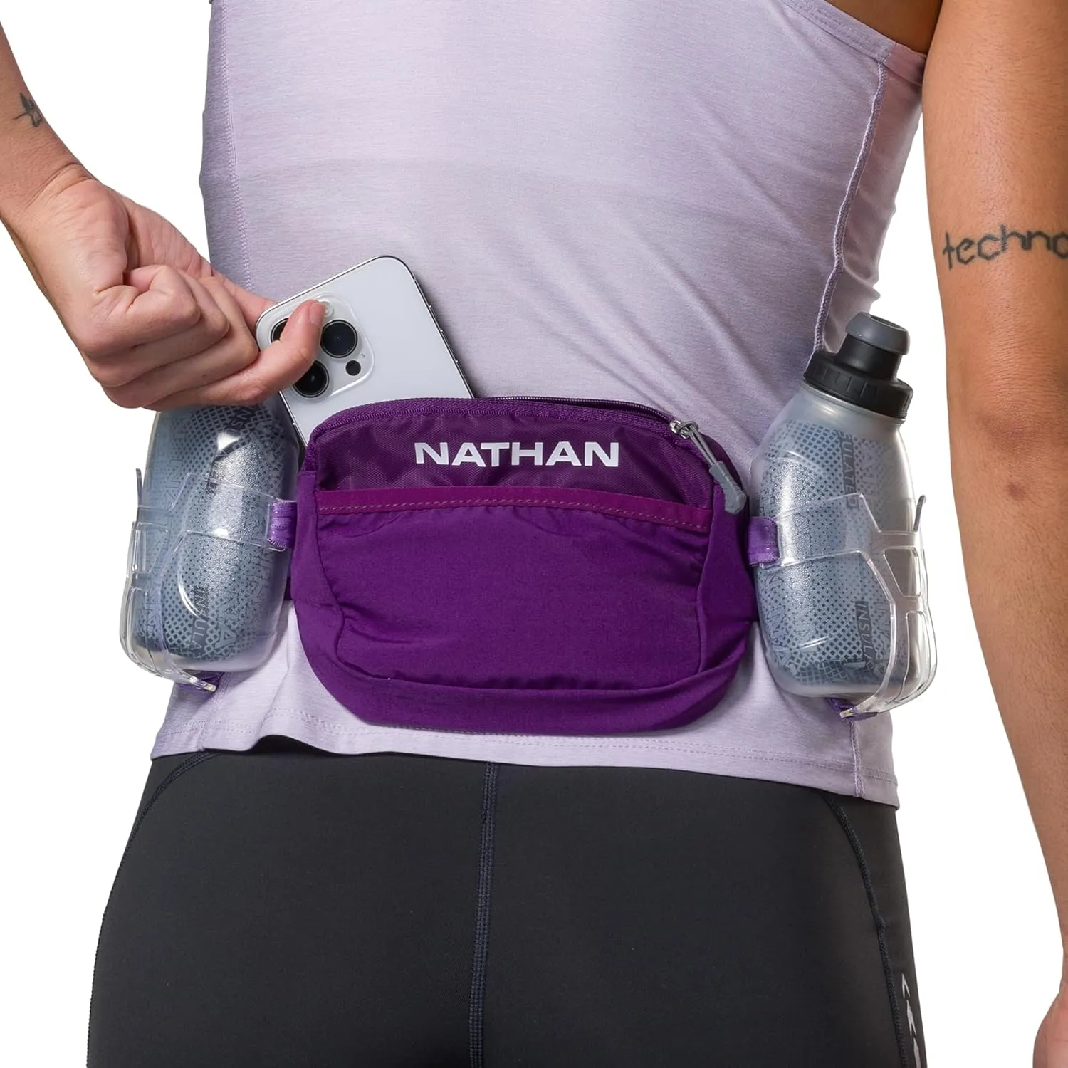 Nathan Hydration Running Belt with Flasks and Storage Pockets. Trail Mix Plus.