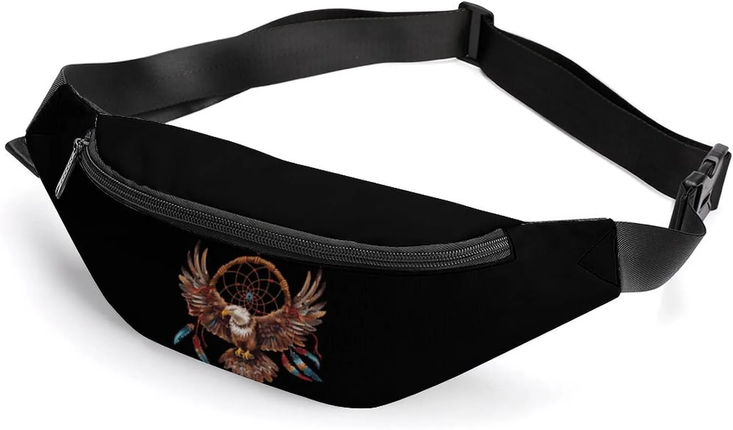 Native American Tribal Dream Catcher Eagle Fanny Pack Crossbody Bag Waist Pack Chest Bag Sling Backpack for Enjoy Sports Workout Traveling Running