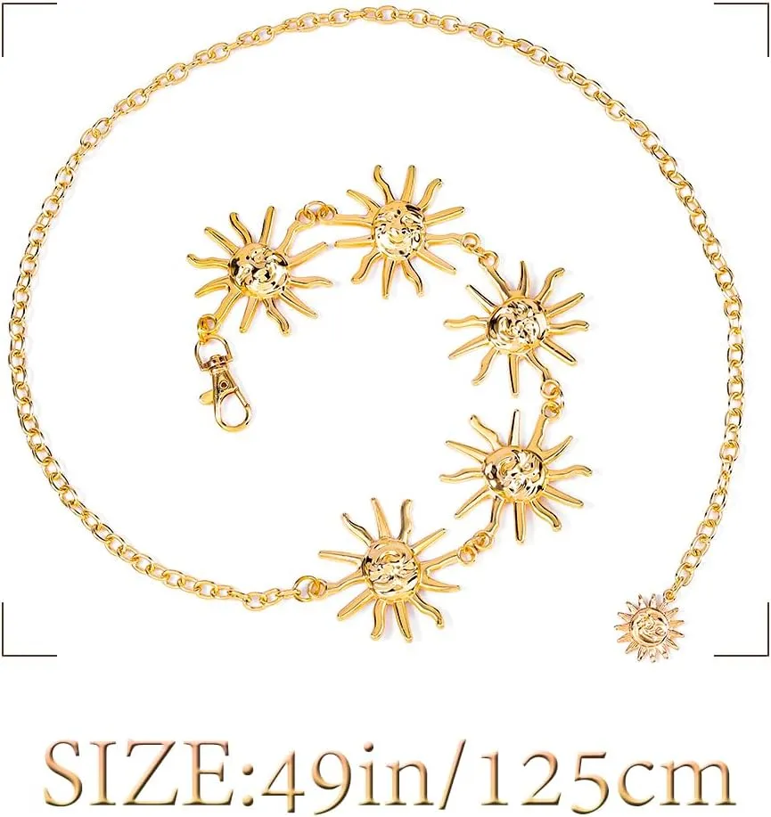 Navoky Moon Star Metal Waist Chain Sun Pendant Belly Belt Body Chains Jewelry Accessories for Women and Girls