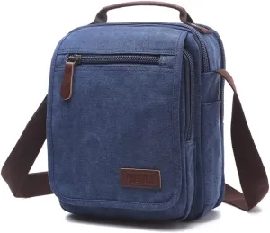 navor Small Vintage Multipurpose Canvas Crossbody Shoulder Bag Crossover Messenger Travel Work Bag Purse for Men Women -Gray