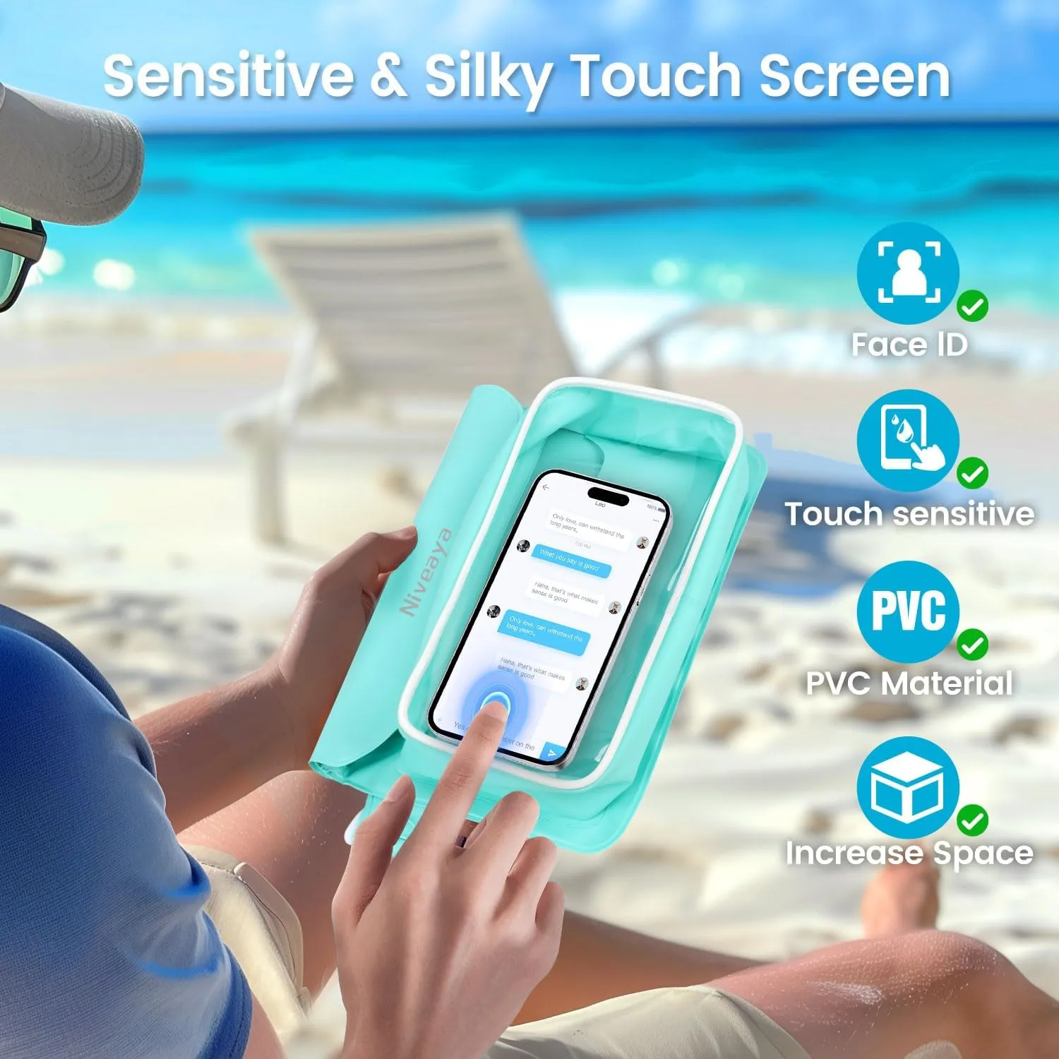 Niveaya IP68 Waterproof Fanny Pack - 2 Pack, Floating Dry Bag Pouch, Phone Waterproof Waist Pouch Dry Bag, Beach, Kayaking, Swimming, Boat Essentials, for iPhone 16/15/14/13/12 Pro Max up to 9.5"