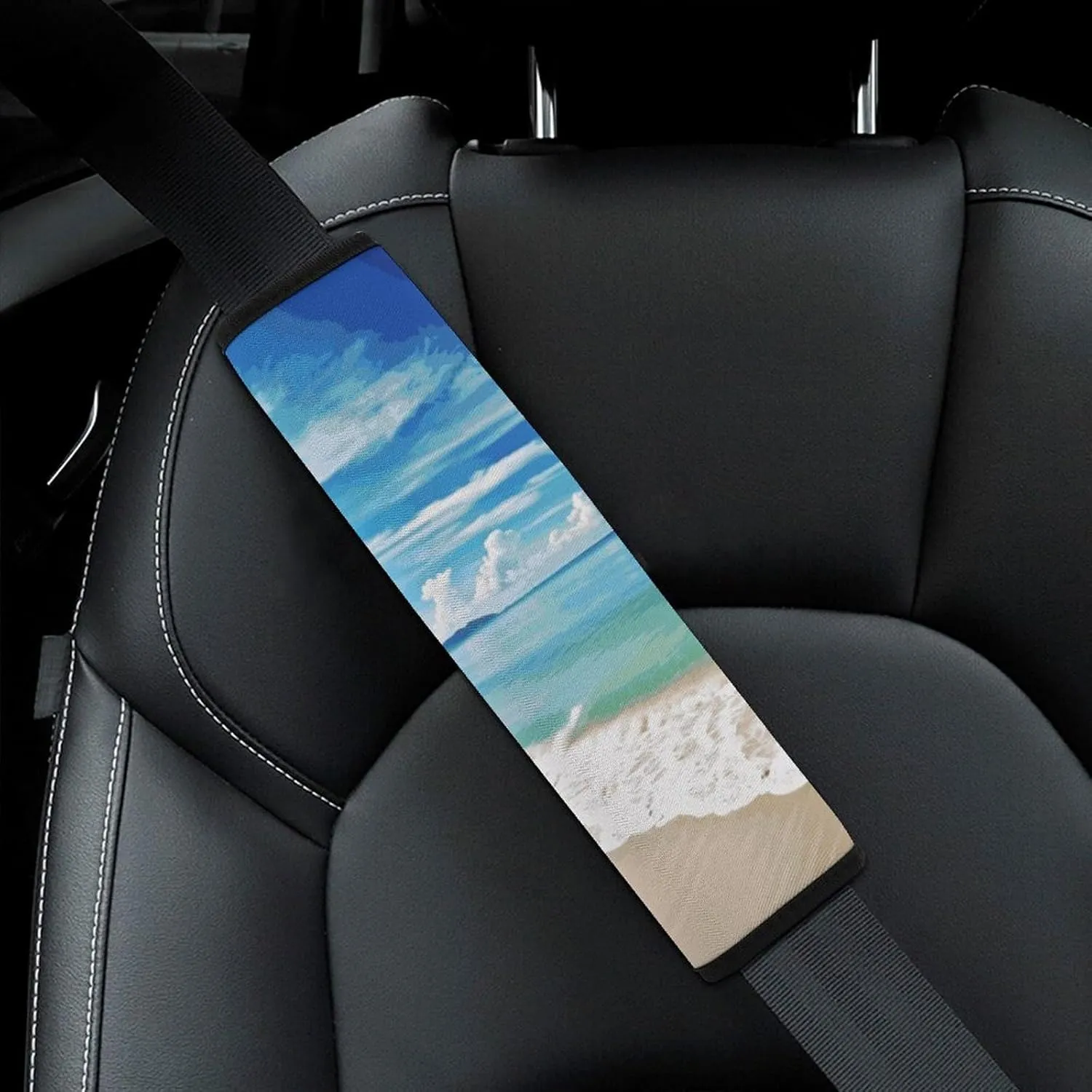 Ocean Sea Beach Auto Seat Belt Cover 1PCS Universal Car Seat Belt Shoulder Protector Pad, Protect Your Shoulders and Neck for Car Seat Belt, Shoulder Bag, Backpack