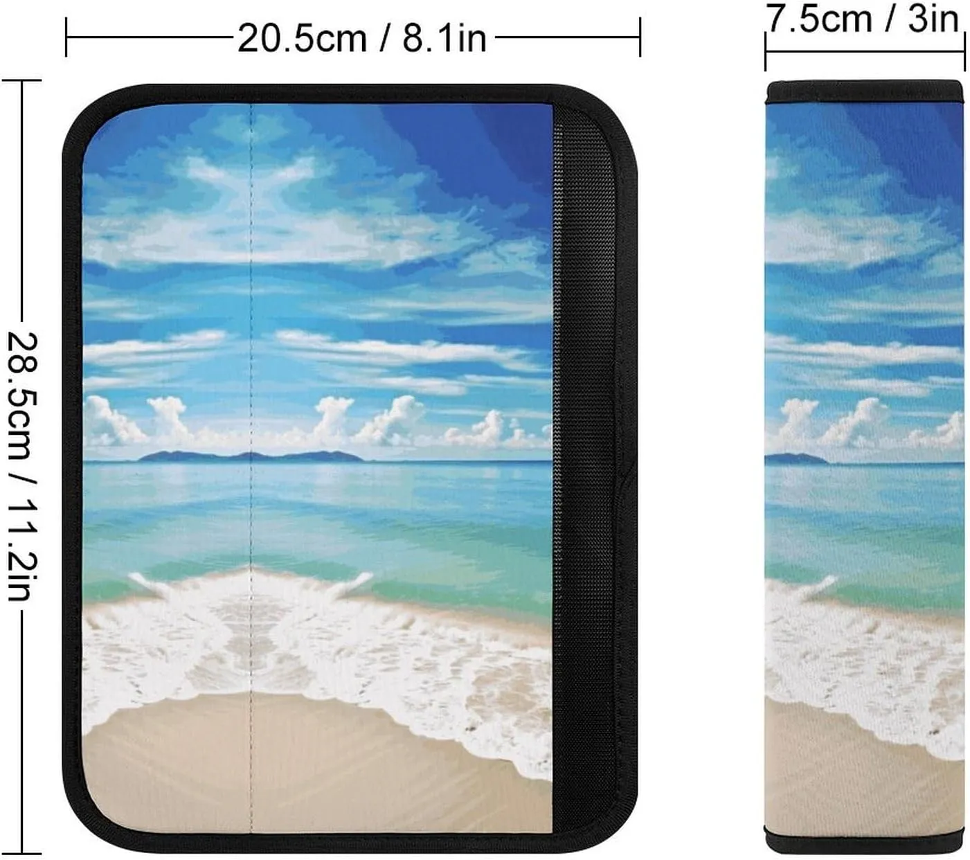 Ocean Sea Beach Auto Seat Belt Cover 1PCS Universal Car Seat Belt Shoulder Protector Pad, Protect Your Shoulders and Neck for Car Seat Belt, Shoulder Bag, Backpack