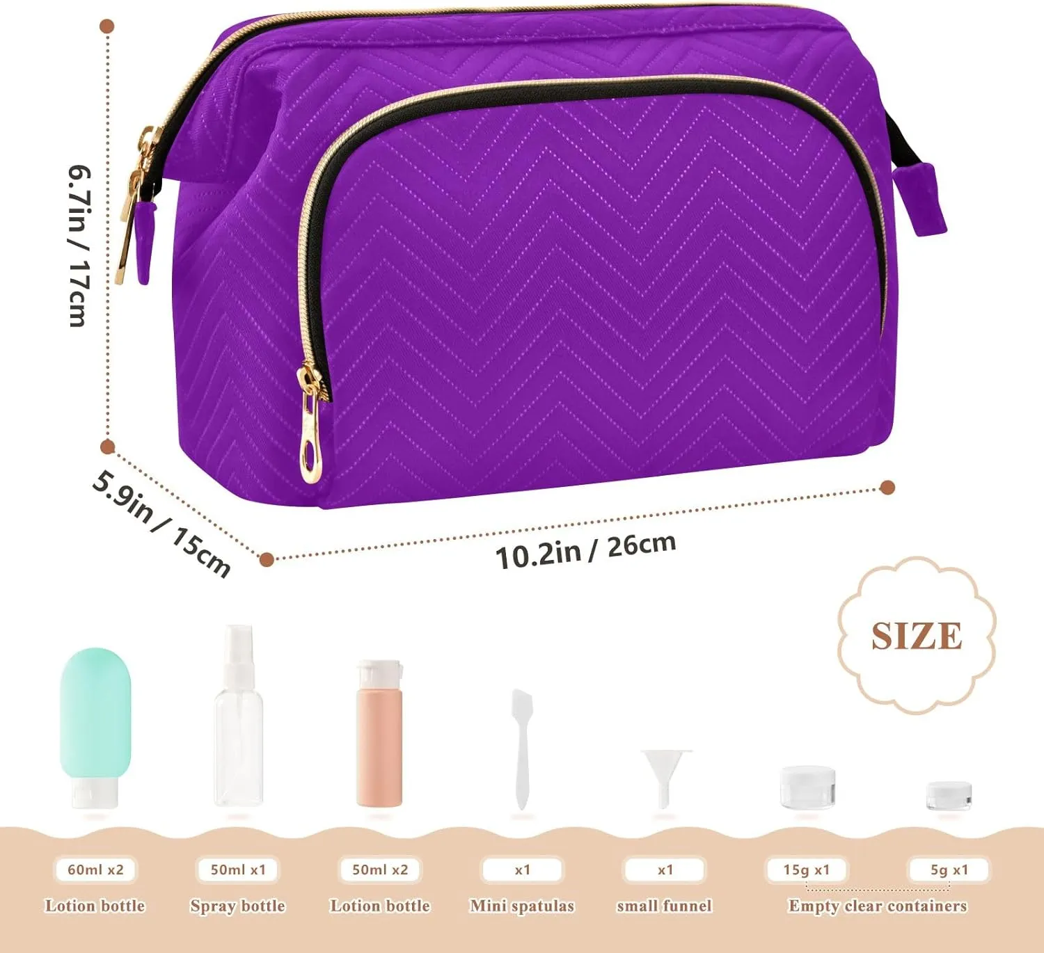 ODAWA Makeup Bags Pansy Large Wide Open Pouch Toiletry Makeup Bags for Traveling Women