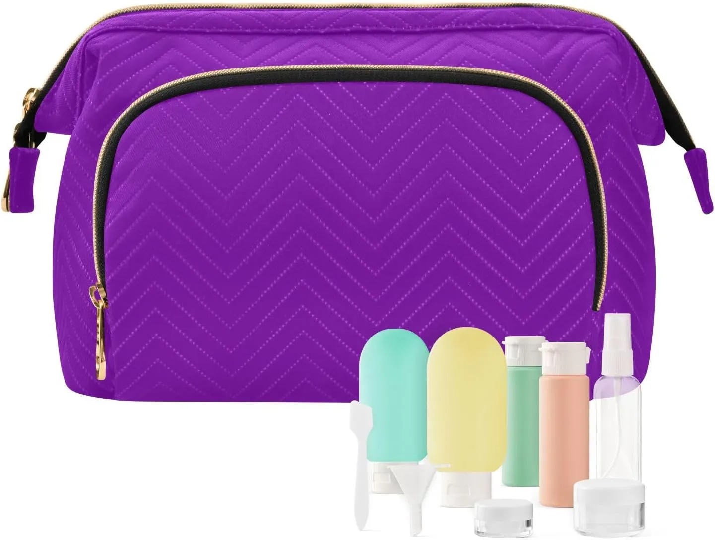 ODAWA Makeup Bags Pansy Large Wide Open Pouch Toiletry Makeup Bags for Traveling Women