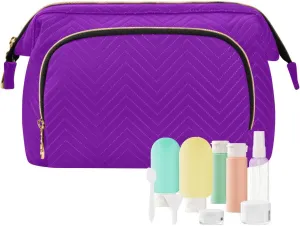 ODAWA Makeup Bags Pansy Large Wide Open Pouch Toiletry Makeup Bags for Traveling Women