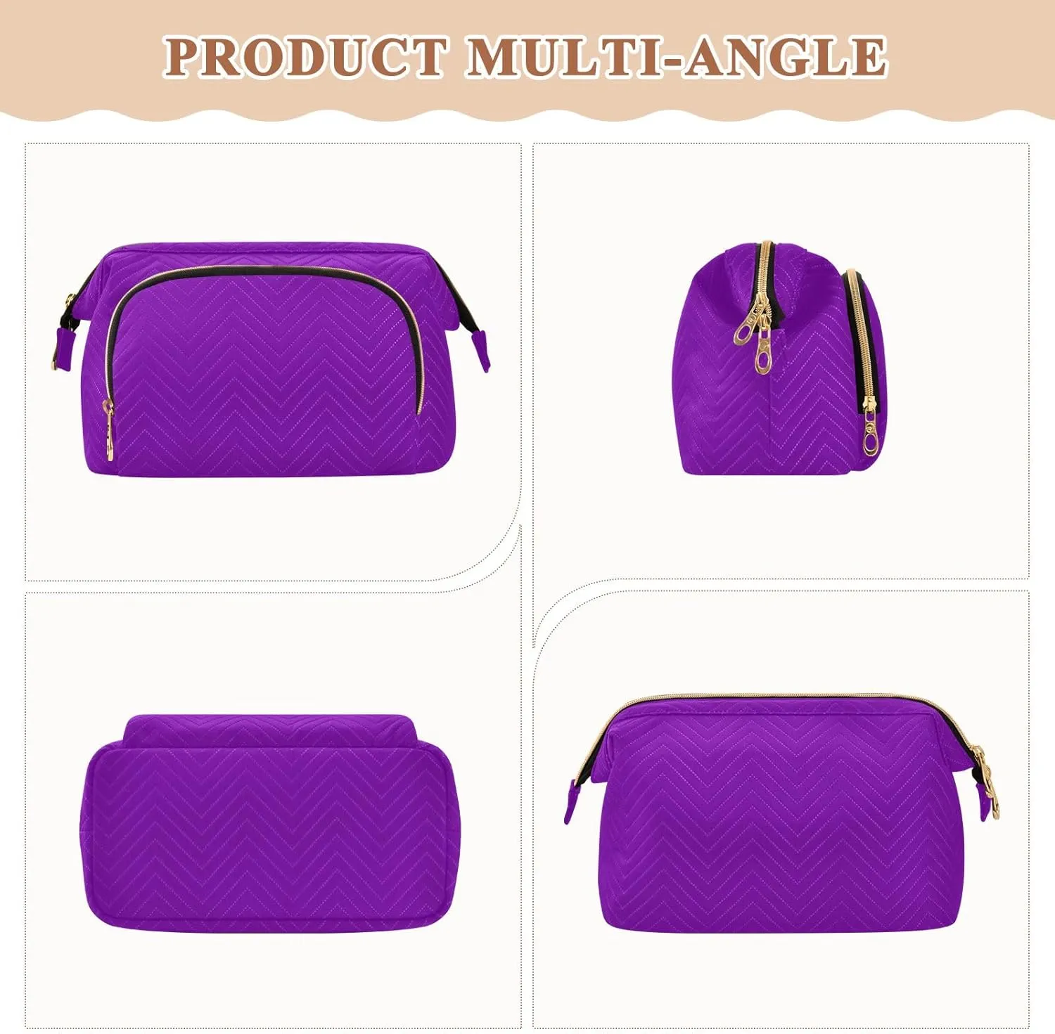ODAWA Makeup Bags Pansy Large Wide Open Pouch Toiletry Makeup Bags for Traveling Women