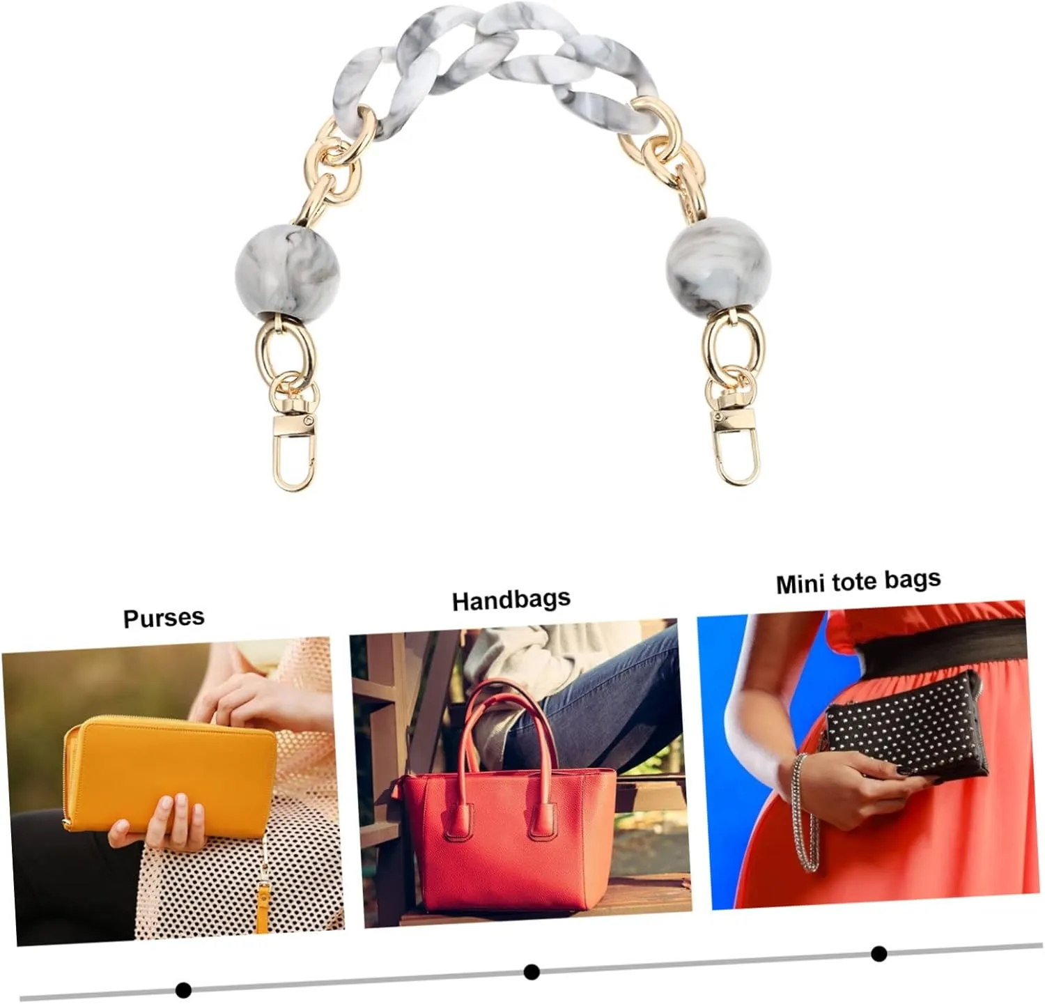 OHPHCALL Versatile Handbag Belt Portable Short Chain Light Compact Purse Chain Strap