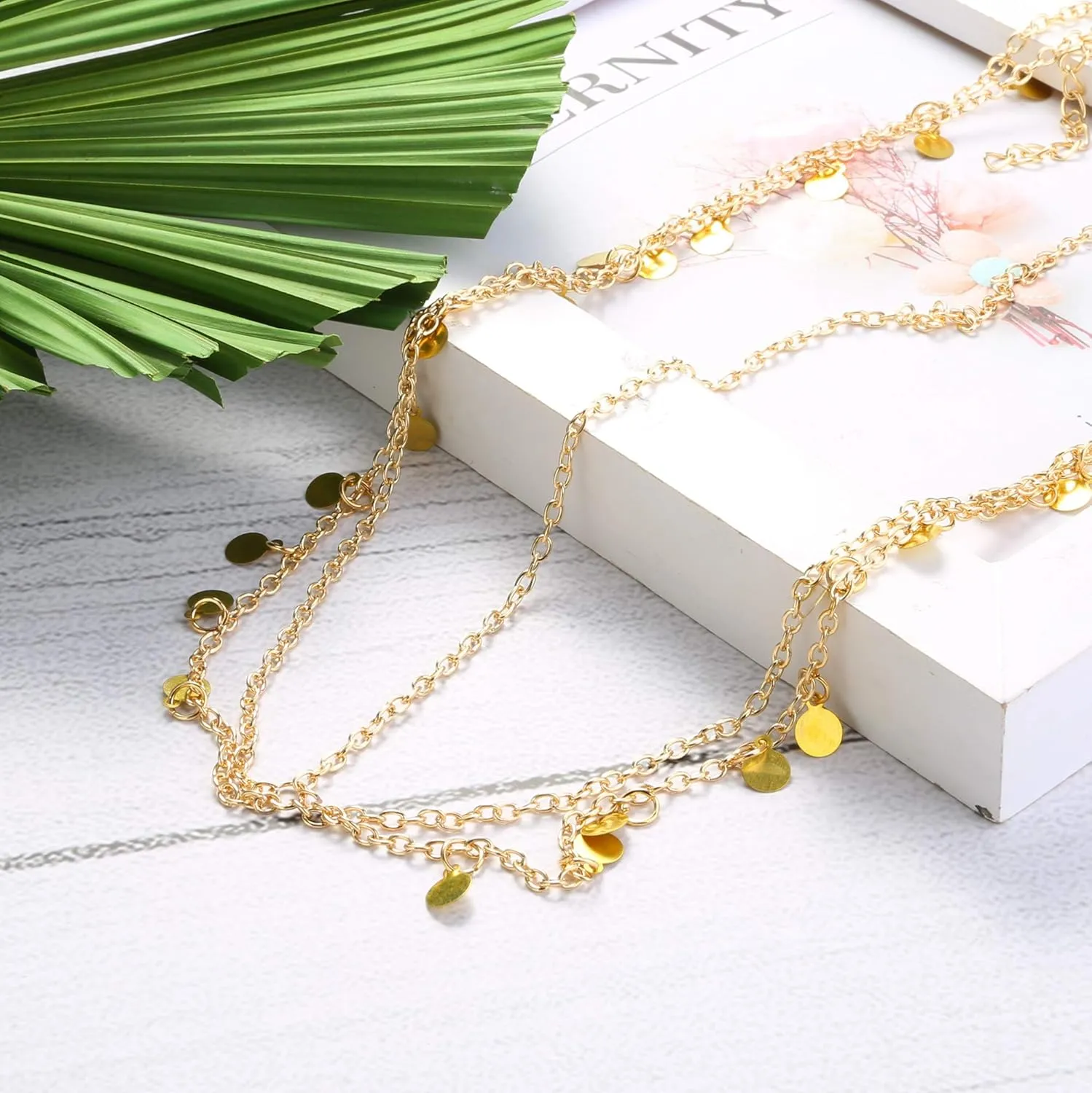 ORAZIO 4 Sets Women's Belly Dance Accessories,Belly Dance Hip Scarf Wrap Belt,Bohemian Gold Coin Drop Earrings Headpiece Small Coins Hair Chain Tassel Anklet Bracelet Gypsy Costume for Women