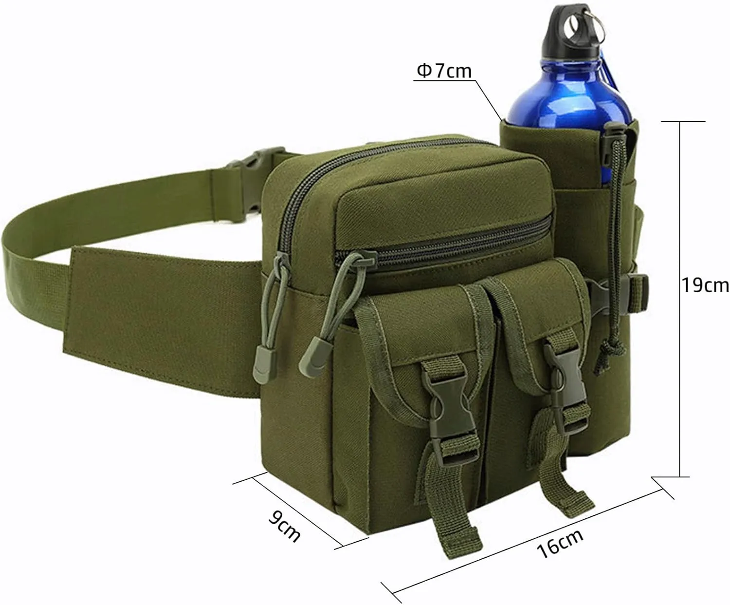 Outdoor Sports Waist Bag Cycling Waist Bag with Bottle Holder Tactic Waist Bag Tactical Fanny Pack for Cycling Running Hiking Fishing Climbing (Green)