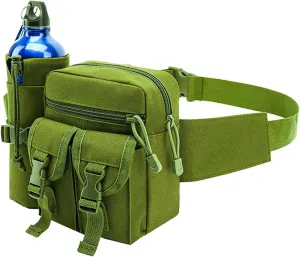Outdoor Sports Waist Bag Cycling Waist Bag with Bottle Holder Tactic Waist Bag Tactical Fanny Pack for Cycling Running Hiking Fishing Climbing (Green)