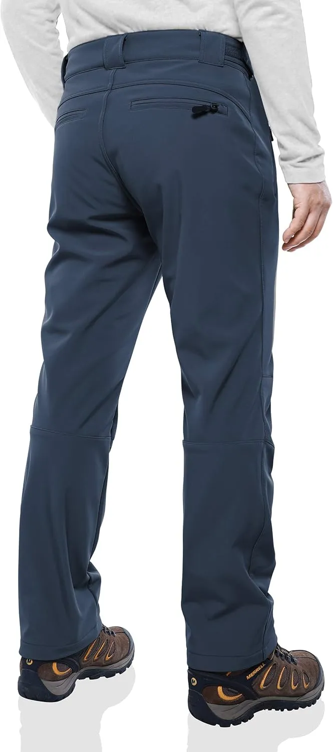 Outdoor Ventures Men's Lite Waterproof Windproof Fleece Lined Warm Hiking Ski Snow Pants Expandable-Waist