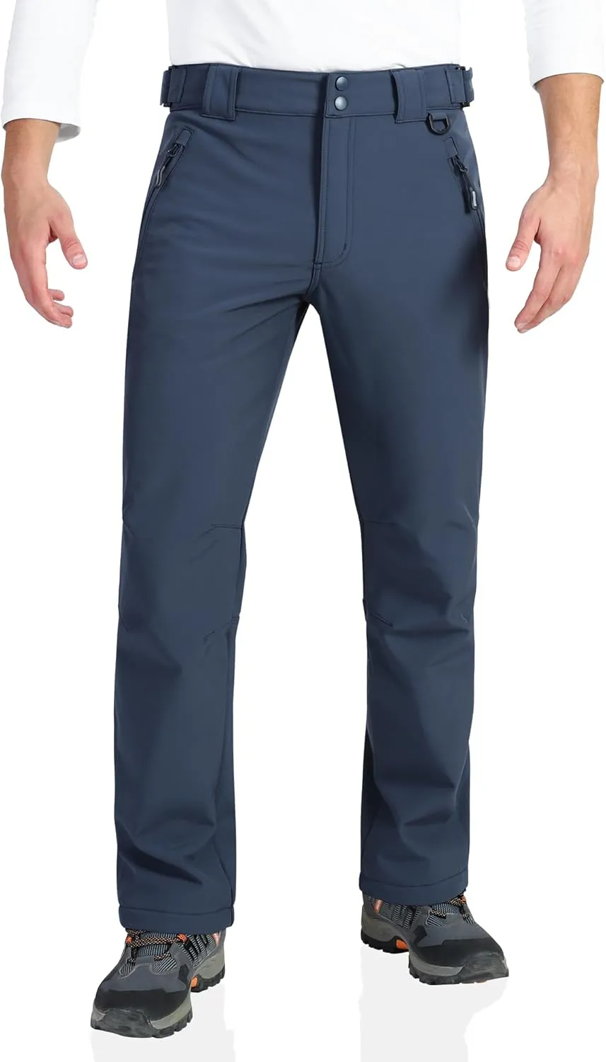 Outdoor Ventures Men's Lite Waterproof Windproof Fleece Lined Warm Hiking Ski Snow Pants Expandable-Waist