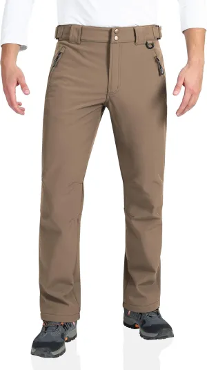 Outdoor Ventures Men's Lite Waterproof Windproof Fleece Lined Warm Hiking Ski Snow Pants Expandable-Waist