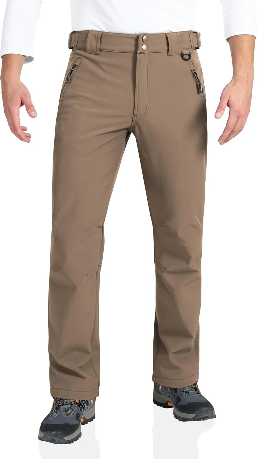 Outdoor Ventures Men's Lite Waterproof Windproof Fleece Lined Warm Hiking Ski Snow Pants Expandable-Waist