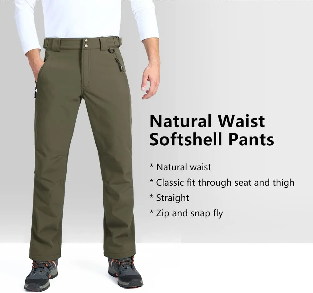 Outdoor Ventures Men's Lite Waterproof Windproof Fleece Lined Warm Hiking Ski Snow Pants Expandable-Waist