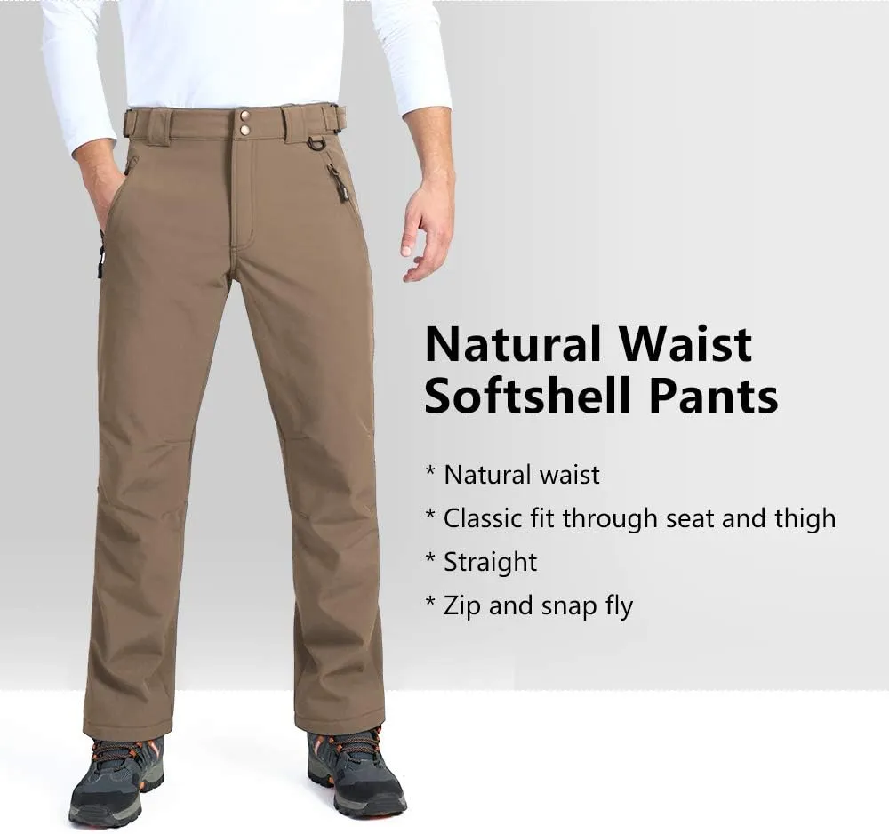 Outdoor Ventures Men's Lite Waterproof Windproof Fleece Lined Warm Hiking Ski Snow Pants Expandable-Waist