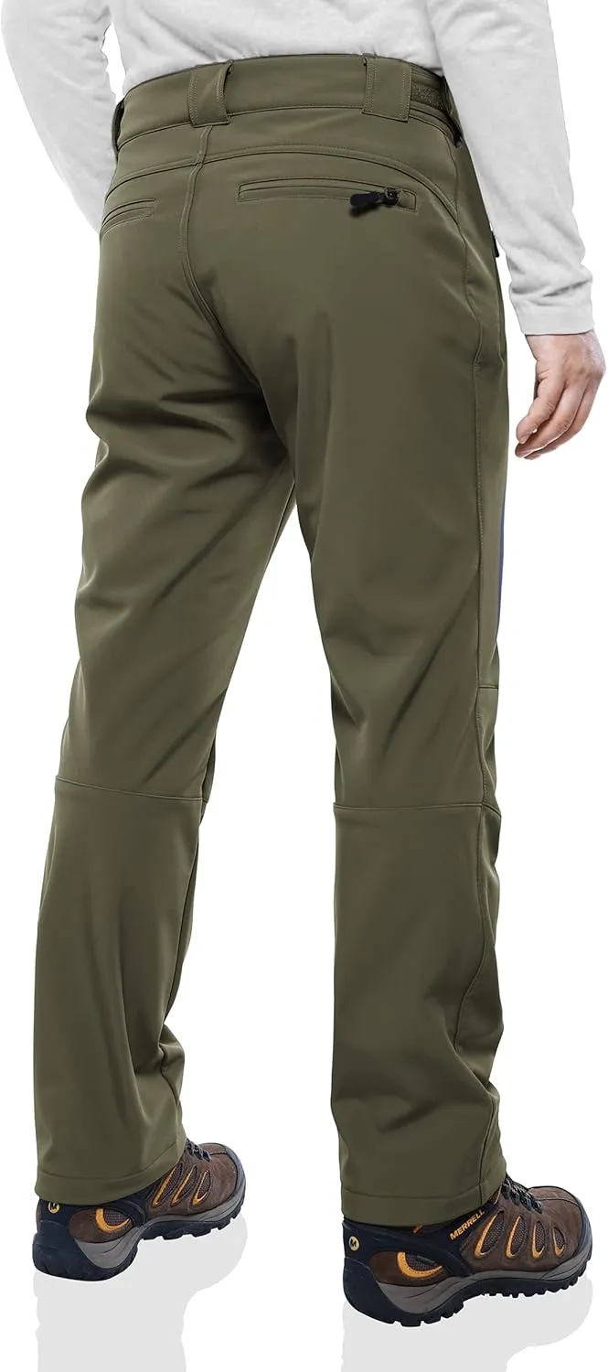 Outdoor Ventures Men's Lite Waterproof Windproof Fleece Lined Warm Hiking Ski Snow Pants Expandable-Waist