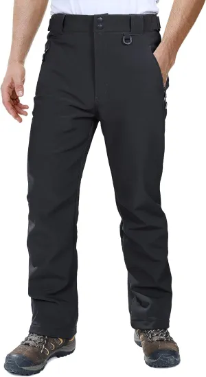 Outdoor Ventures Men's Lite Waterproof Windproof Fleece Lined Warm Hiking Ski Snow Pants Expandable-Waist