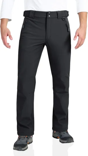 Outdoor Ventures Men's Lite Waterproof Windproof Fleece Lined Warm Hiking Ski Snow Pants Expandable-Waist