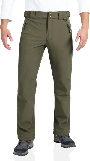 Outdoor Ventures Men's Lite Waterproof Windproof Fleece Lined Warm Hiking Ski Snow Pants Expandable-Waist