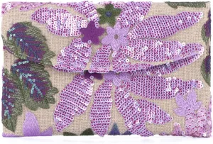 Oweisong Floral Clutch Purses for Women Summer Embroidery Purses Sequin Beaded Evening Bag for Formal