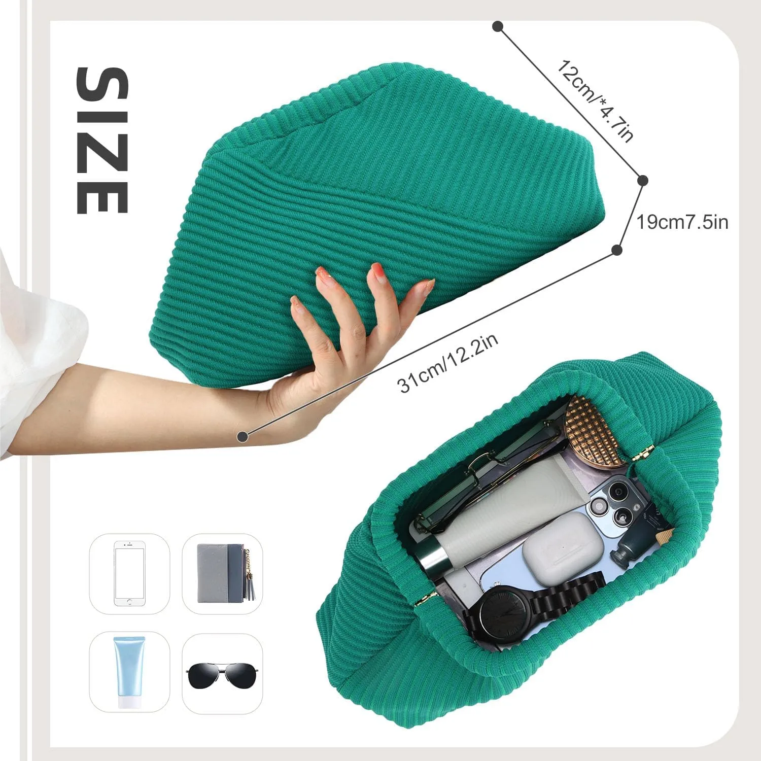 Oweisong Woven Clutch Purses for Women Cloud Pouch Dumpling Bag Crochet Crosbody Tote Handbag for 2024 Summer