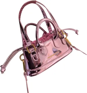OYOANGLE Women's Metallic Letter Print Drawstring Bucket Bag Double Handle Crossbody Shoulder Handbags