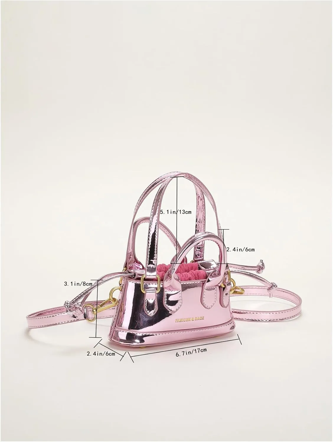 OYOANGLE Women's Metallic Letter Print Drawstring Bucket Bag Double Handle Crossbody Shoulder Handbags