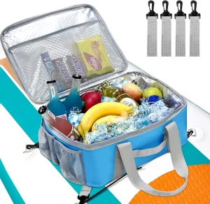 Paddle Board Cooler Bag, Waterproof Portable Deck Bag with Top Mesh Pocket,Kayak Cooler Bag with Side Pouches for Water Bottles,Inflatable Paddle Board Accessories Coolers for Sup, Kayak