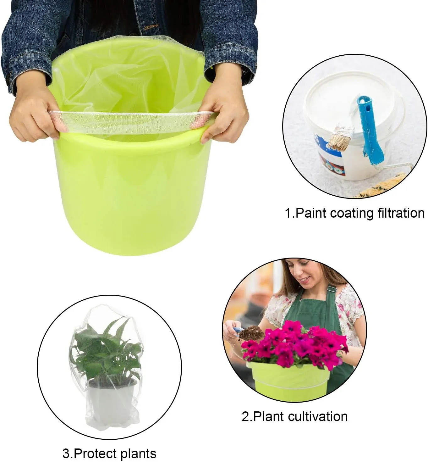 Paint Strainer Bags White Fine Mesh Filters Bag Bucket Elastic Opening Strainer Bags Hydroponic Paint Filter Bag for Paint Gardening (40 Pieces, 5 Gallon)