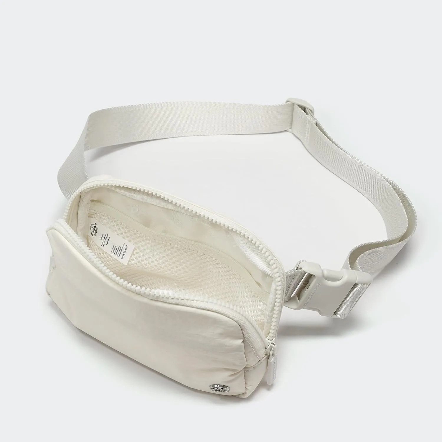Pander Two Way Zipper Fanny Pack Nylon Everywhere Belt Bag for Women, Water Repellent Waist Packs, Crossbody Bags with Adjustable Strap (White Opal).