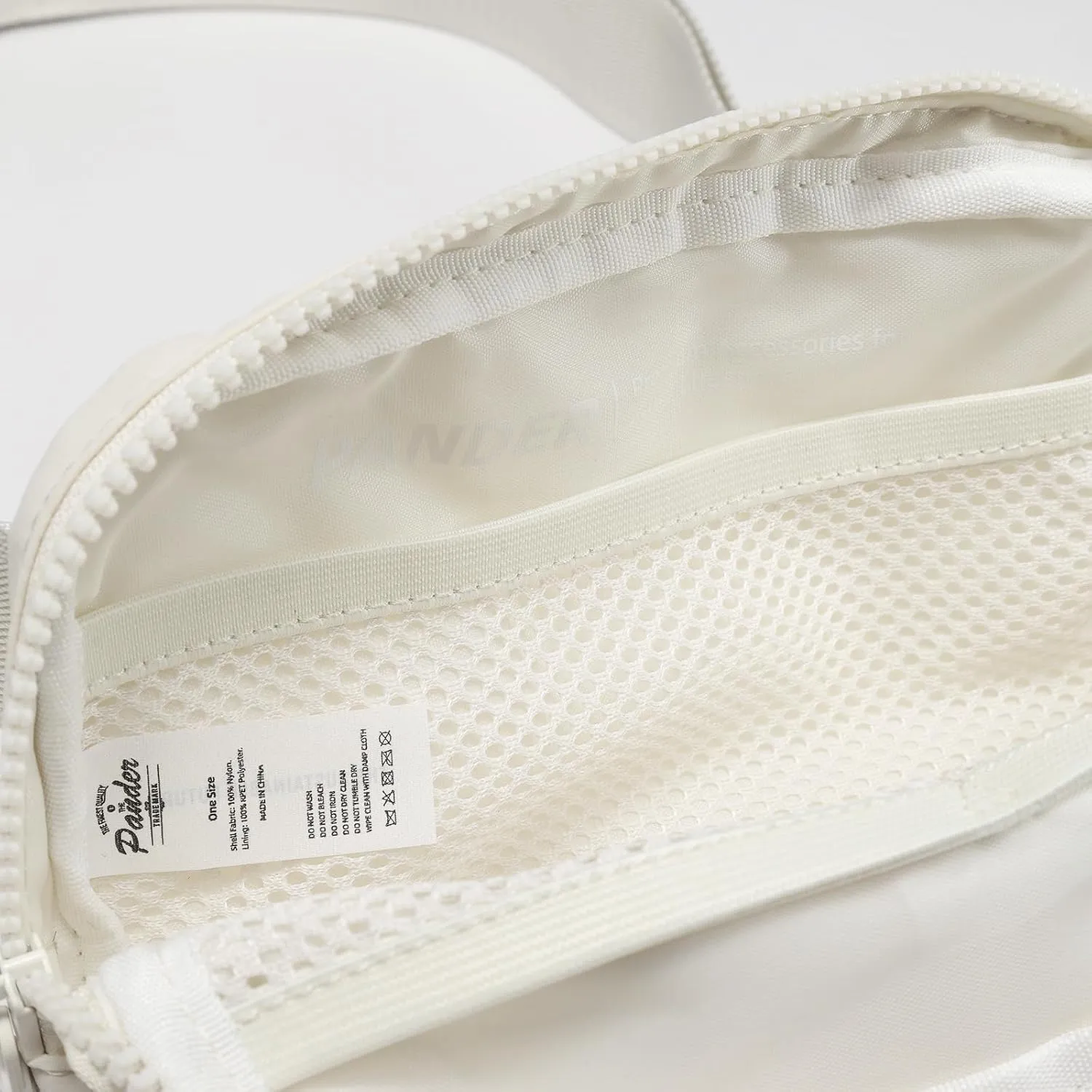 Pander Two Way Zipper Fanny Pack Nylon Everywhere Belt Bag for Women, Water Repellent Waist Packs, Crossbody Bags with Adjustable Strap (White Opal).