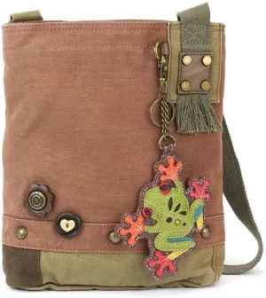 Patch Crossbody Frog Bag Canvas Mauve Purple Violet W/Coin Purse
