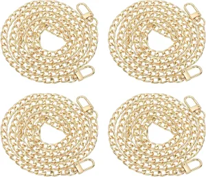 PATIKIL 47.2" Flat Purse Chain, 4 Pack Gold Chain Purse Strap Handbag Chains Crossbody Straps Extender for Tote Wallet Clutch Satchel Short Bag