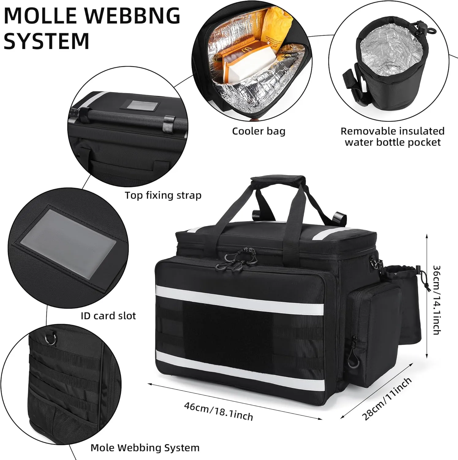 Patrol Bag Law Enforcement, Police Gear Bag, Car Truck Organizer for Vehicle Passenger Seat with MOLLE System, Cup Holders, 3 Ways to Carry.