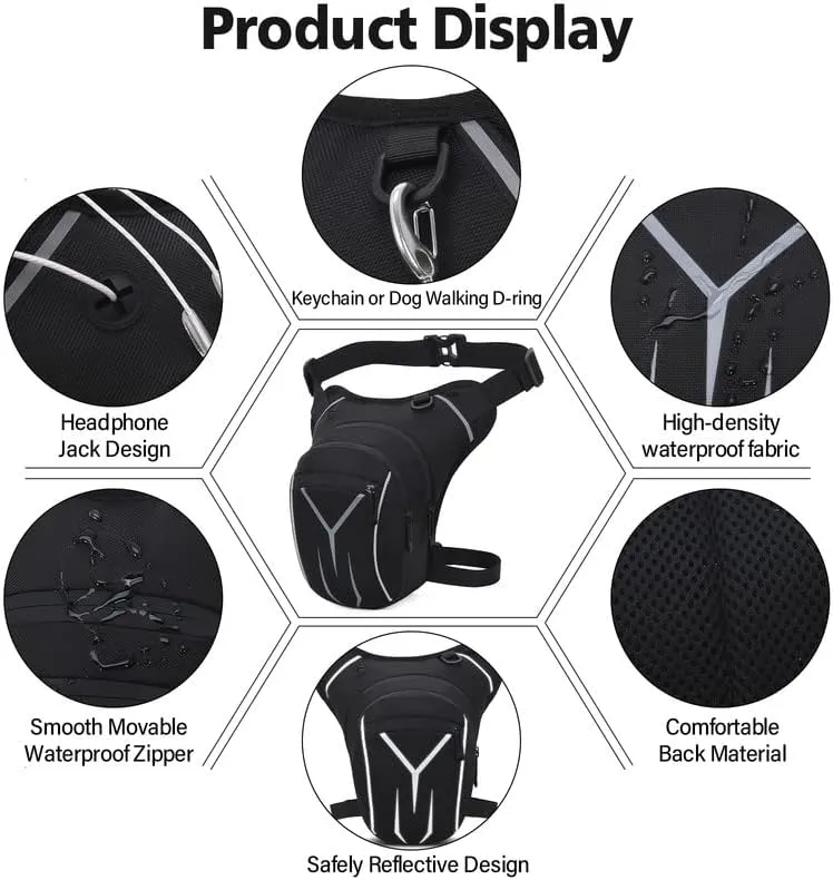 Peicees Drop Leg Bag for Men Women Tacical Waist Pouch Outdoor Thigh Bags Motorcycle Ride Crossbody Backpack Shoulder Fanny Pack Camping Hiking Cycling