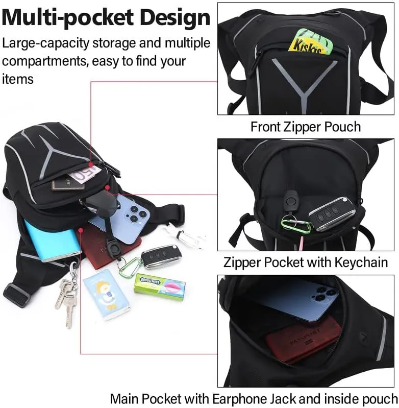 Peicees Drop Leg Bag for Men Women Tacical Waist Pouch Outdoor Thigh Bags Motorcycle Ride Crossbody Backpack Shoulder Fanny Pack Camping Hiking Cycling