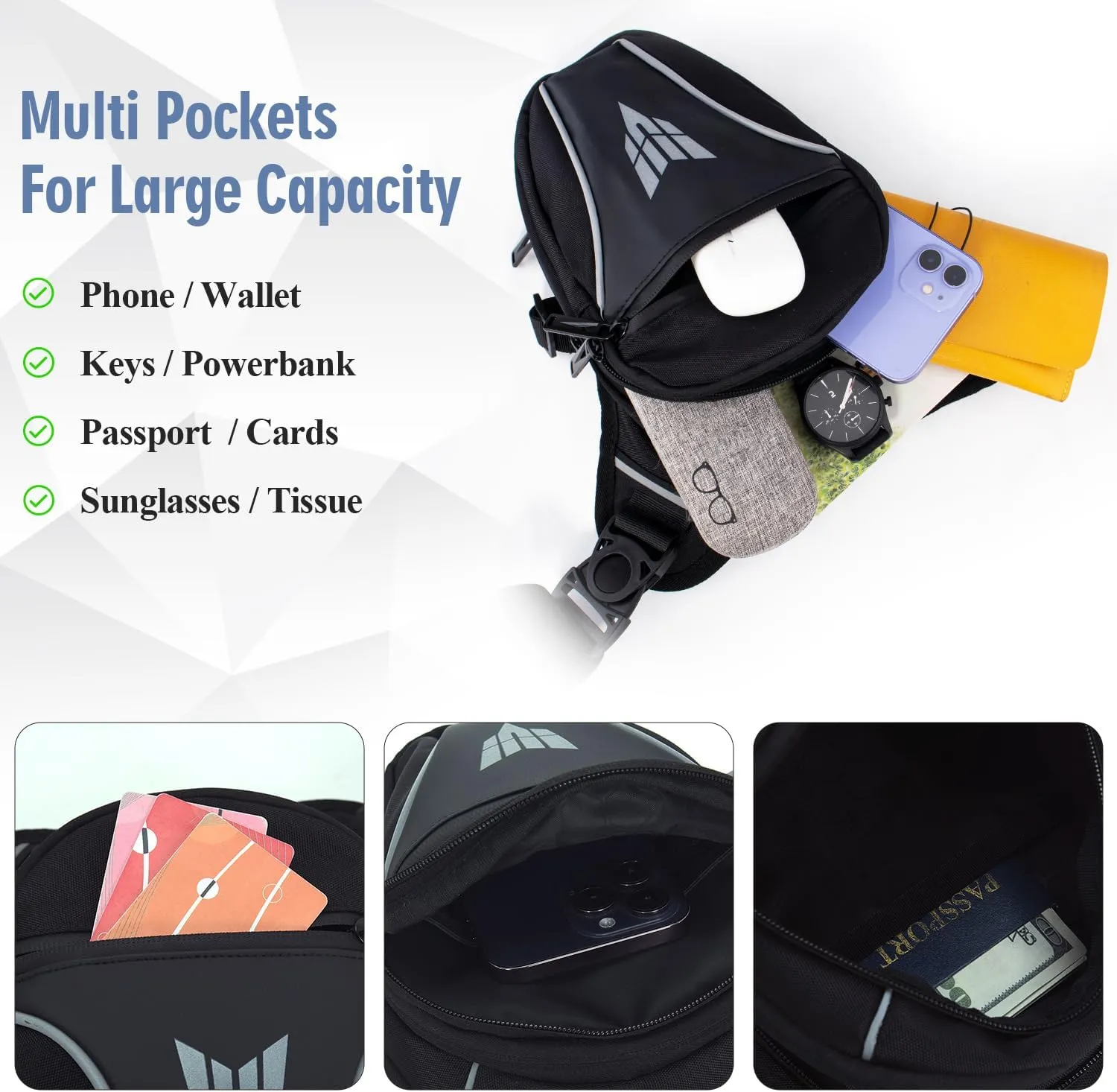 Peicees Drop Leg Bag For Men Women Thigh Bag With Leg Strap For Motorcycle Riding Hip Pouch Leg Fanny Pack Purse Crossbody