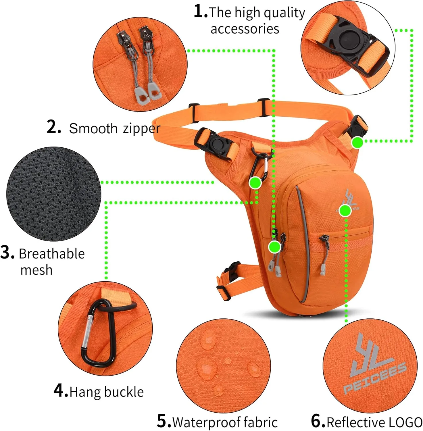 Peicees Leg Bag for Men Fanny Packs Women Men Outdoor Thigh Bags Motorcycle Ride Crossbody Backpack