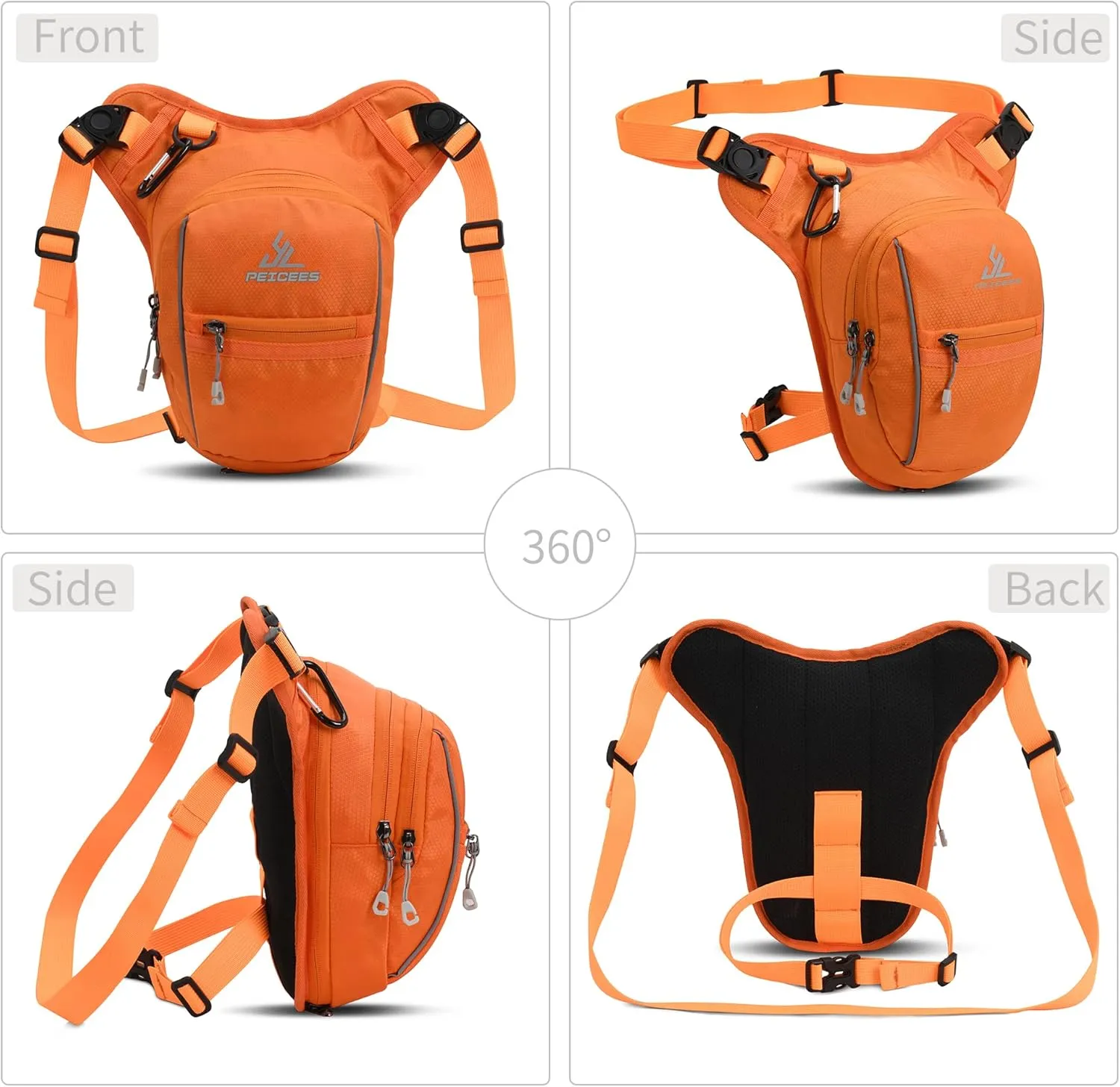 Peicees Leg Bag for Men Fanny Packs Women Men Outdoor Thigh Bags Motorcycle Ride Crossbody Backpack