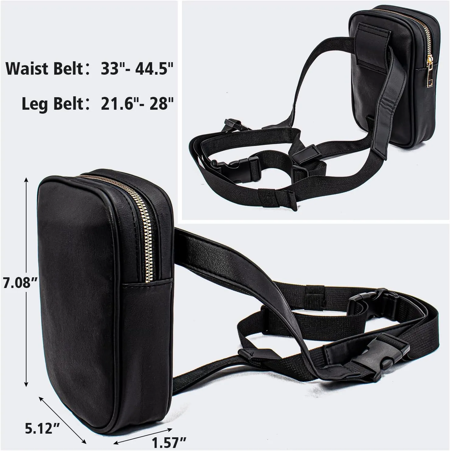 Peicees Womens Drop Leg Bag with Leg Strap Leather Thigh Bag for Motorcycle Costume Accessories Fashion Fanny Bag Belt Pouch