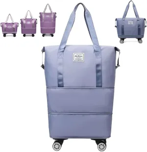 Pepepo Travel Bag With Wheels, 2025 New Large Capacity Travel Bag - Universal Wheel Removable, Large Capacity Wide-Open (MISTY BLUE)