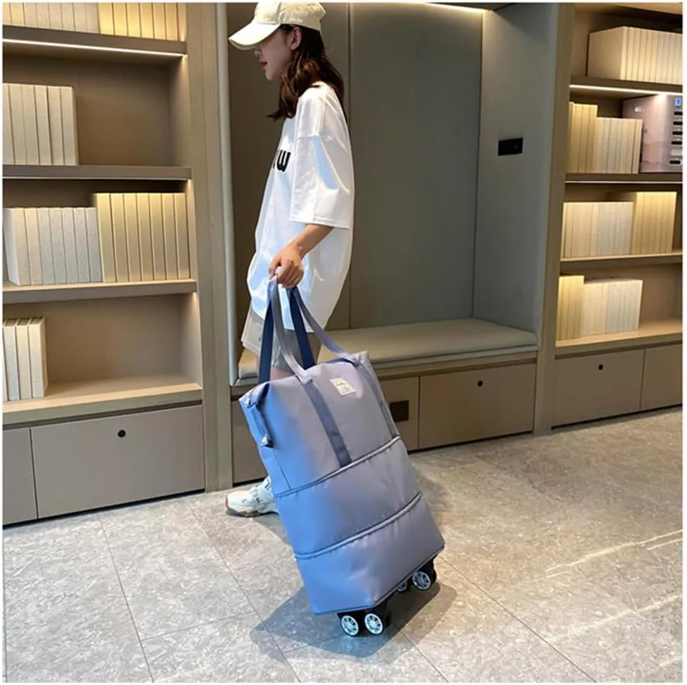 Pepepo Travel Bag With Wheels, 2025 New Large Capacity Travel Bag - Universal Wheel Removable, Large Capacity Wide-Open (MISTY BLUE)