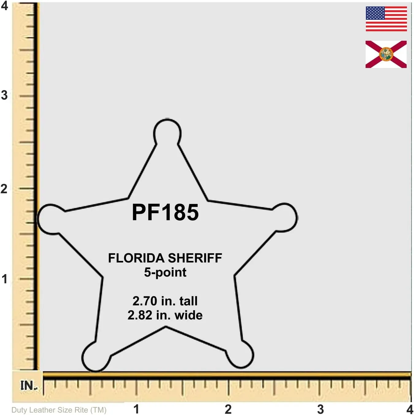 Perfect Fit Shield Wallets Florida Sheriff Five-Point Star Badge Holder (Black, Cutout PF185, 2.7 inches Tall)
