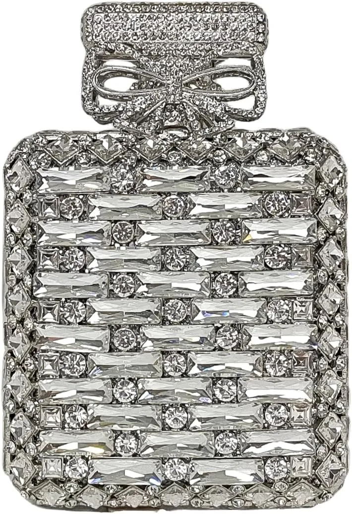 Perfume Bottle Shaped Diamond Clutch Purses for Women Sparkly Rhinestone Party Wedding Handbag Prom Evening Bag