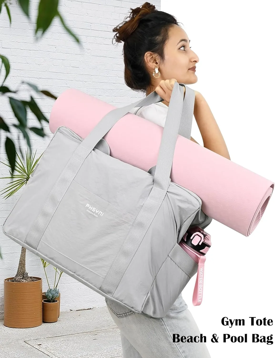 Personal Item Bag for Frontier Spirit Airlines 18x14x8, Under Seat Bags for Airplanes, Foldable Duffle Bag for Travel Fitness Swim Yoga Beach for Men Women, Grey