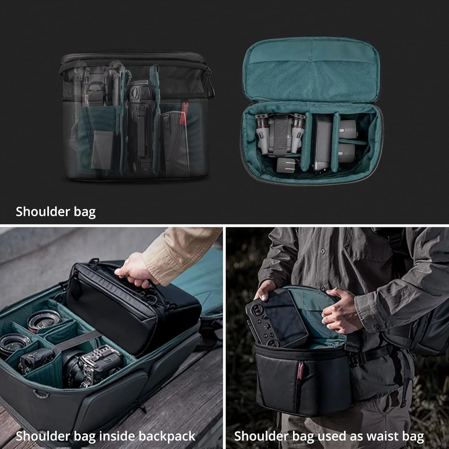 PGYTECH OneMo 2 25L-33L Camera Backpack with Shoulder Bag for 16“ Laptop for Photographers, Waterproof DSLR Backpack for Canon/Nikon/Sony, Drone Backpack for DJI Mini 3 Pro/Mavic 3/ FPV(Olivine Camo)