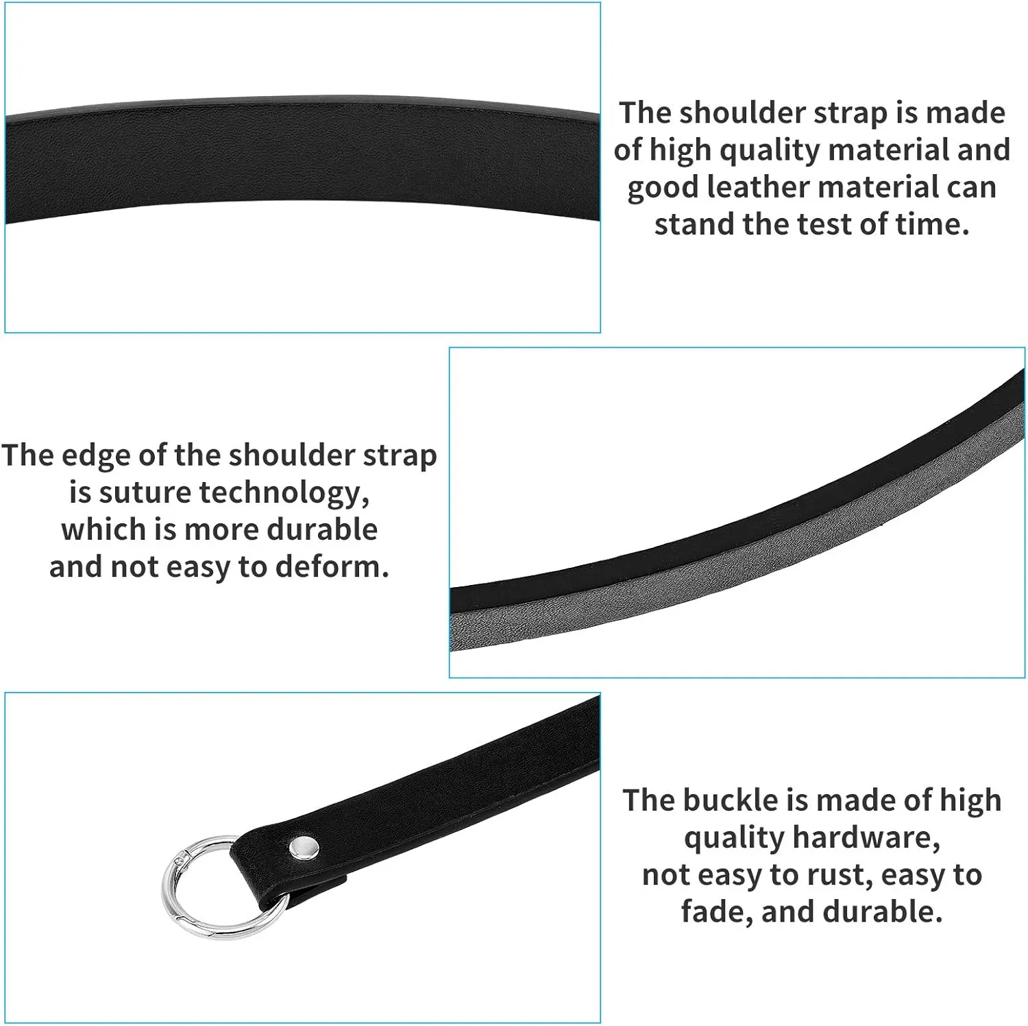 PH PandaHall 2pcs 22.4 Inch 20mm Leather Replacement Handles Purses Straps Handbags Shoulder Bag Strap with Platinum Zinc Alloy Spring Gate Rings for DIY Bag Making, Black