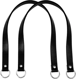 PH PandaHall 2pcs 22.4 Inch 20mm Leather Replacement Handles Purses Straps Handbags Shoulder Bag Strap with Platinum Zinc Alloy Spring Gate Rings for DIY Bag Making, Black